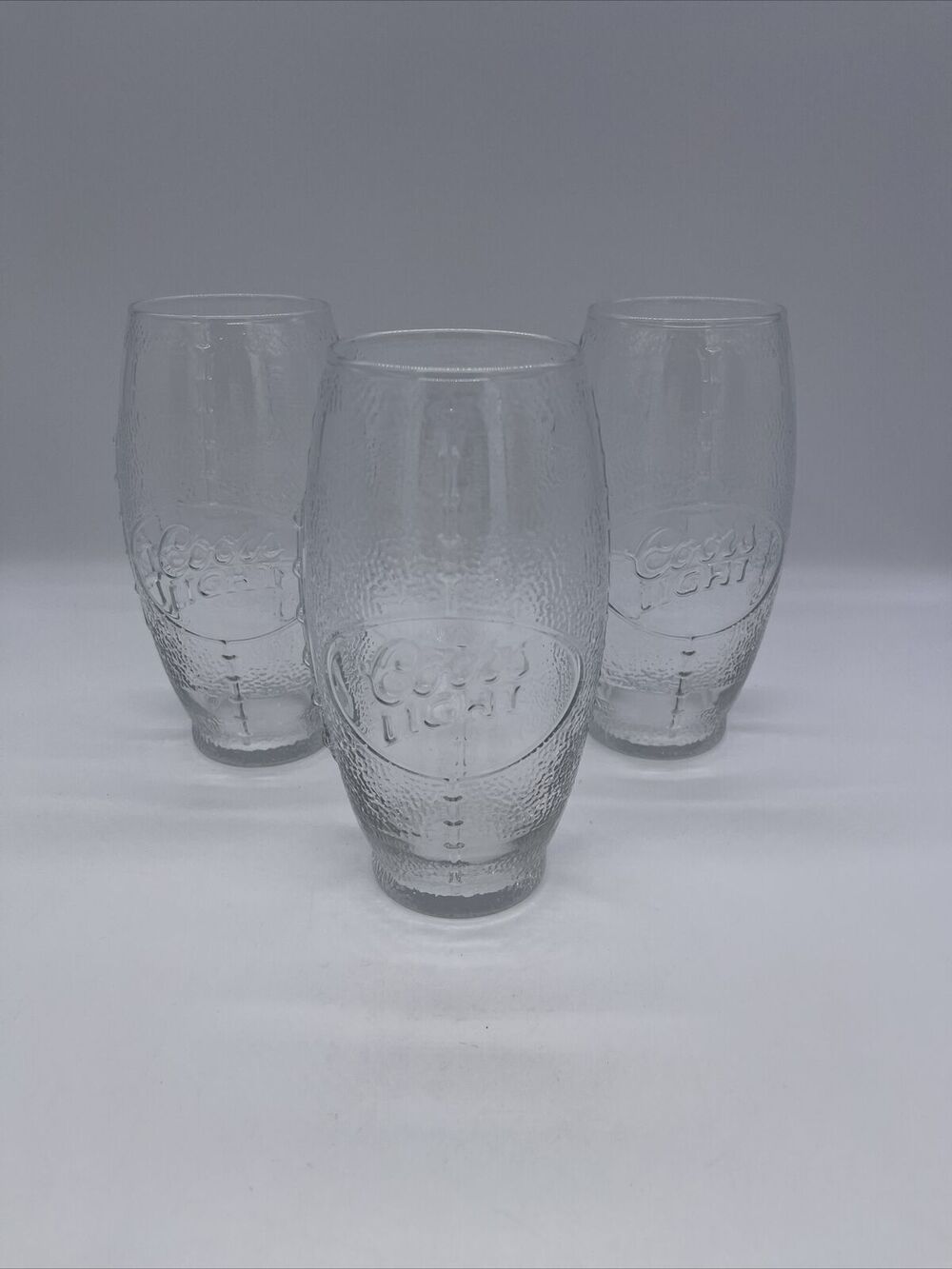 Vintage Coors Light Beer Football Shaped Beer Glass / Mug NFL Set Of 3 Pilsner